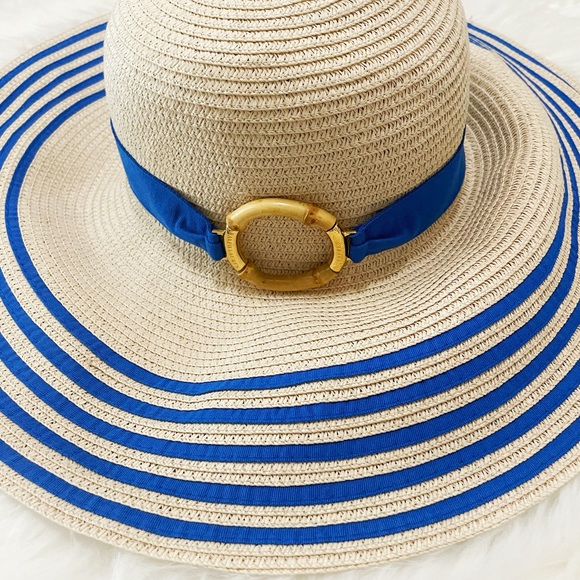 Lauren Ralph Lauren Wide Brim Strip Beach Sunhat
